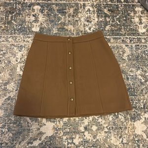 Madewell caramel front button mini skirt